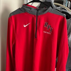 Nike Red and Gray RPI Football Quarter-Zip Pullover